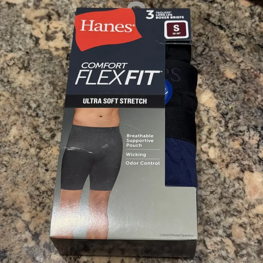 Hanes Comfort Flex Fit Ultra Soft Supportive Pouch 3-Pack Boxer Briefs Small NEW